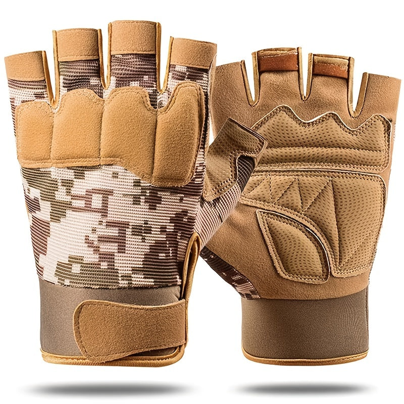 CamoGuard Elite Fingerless Tactical Glovesa