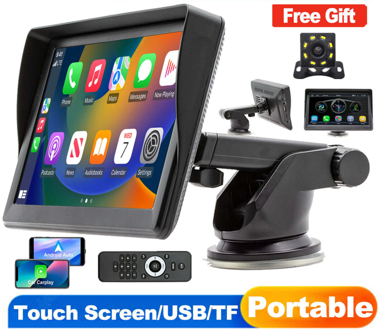 7" /10.2" Touchscreen Car Display with Free Rear View Camera