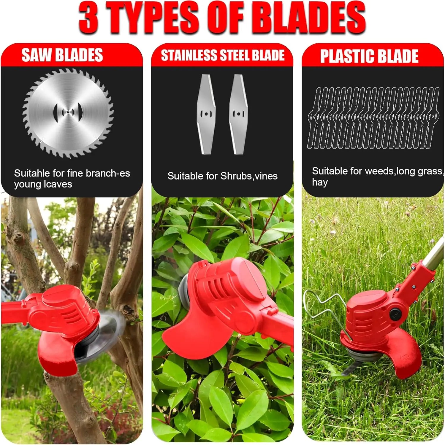 3-in-1 Cordless Weed Eater – Lightweight Electric Grass Trimmer, Edger & Brush Cutter with Adjustable Handle for Lawn Care