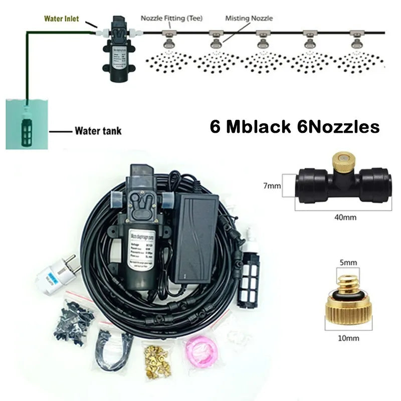 DIY Installed Misting Cooling System – Outdoor Patio Mist Kit for Garden, Greenhouse & Backyard Cooling