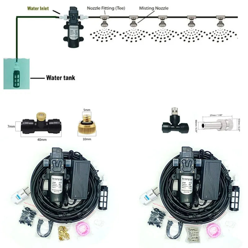 DIY Installed Misting Cooling System – Outdoor Patio Mist Kit for Garden, Greenhouse & Backyard Cooling