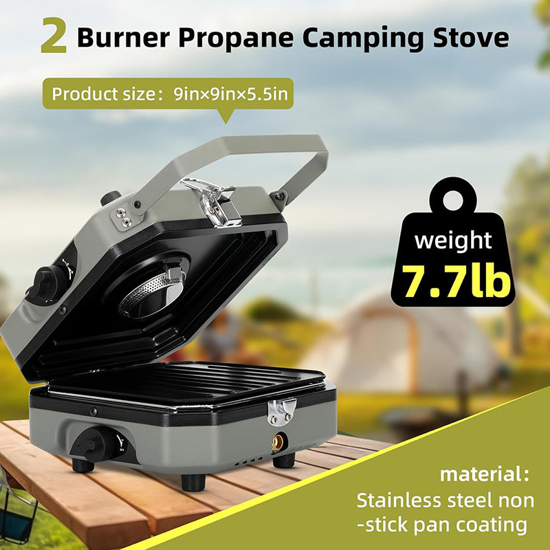 2 Burner Foldable Camping Stove