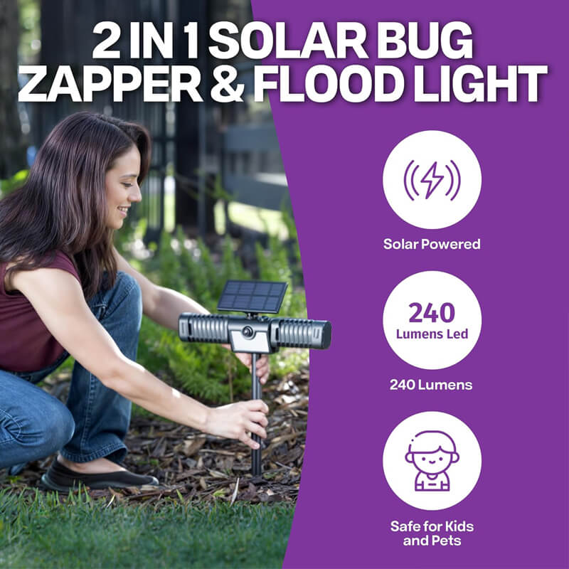 2 in 1 Solar Mosquito Zapper & Flood Light