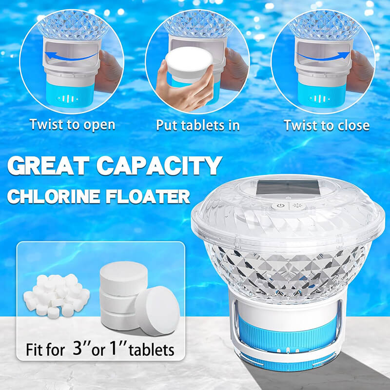 Solar Pool Chlorine Floater with Colorful Light
