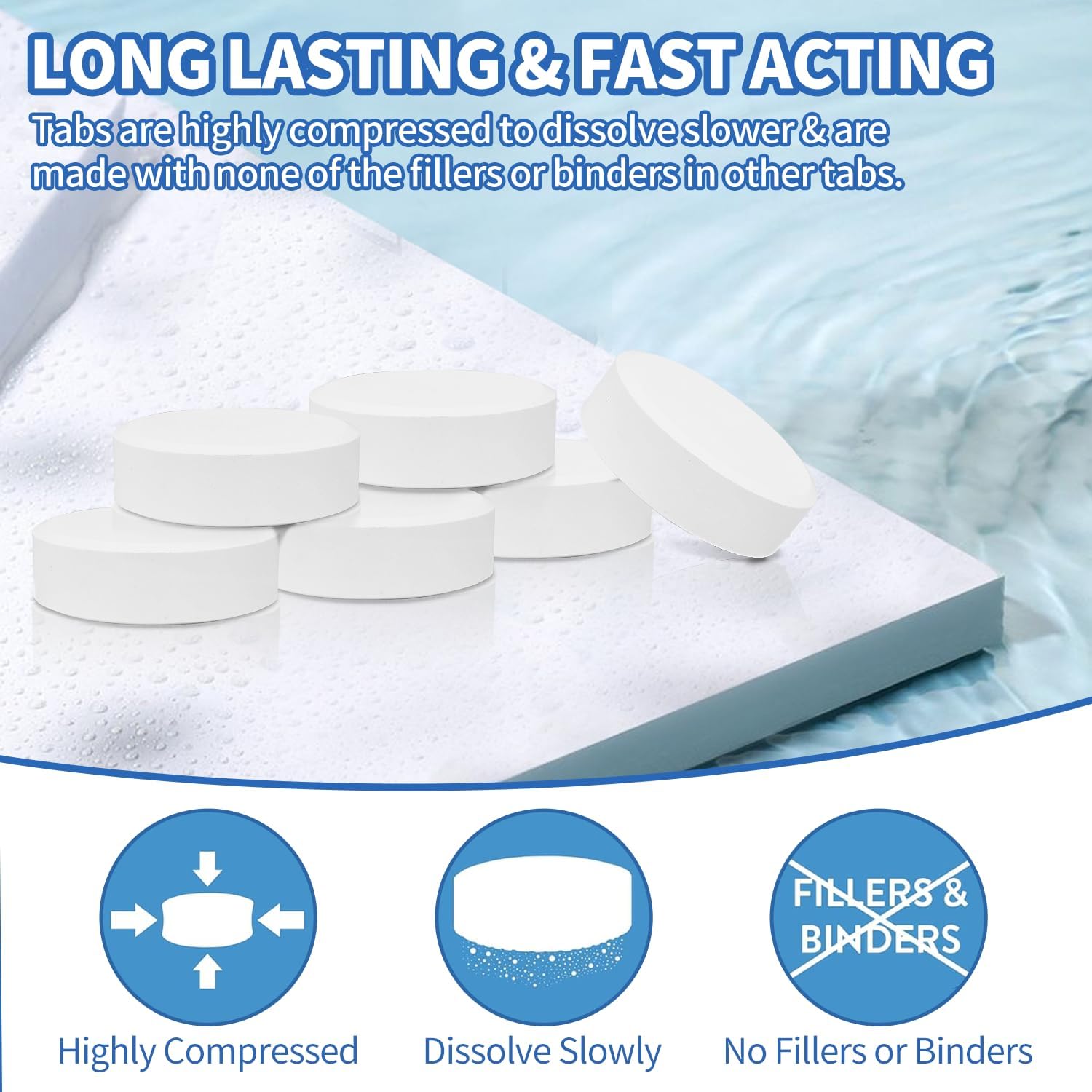 15 PCS 3 Inch Pool Chlorine Tablets for Solar Pool Chlorine Floater