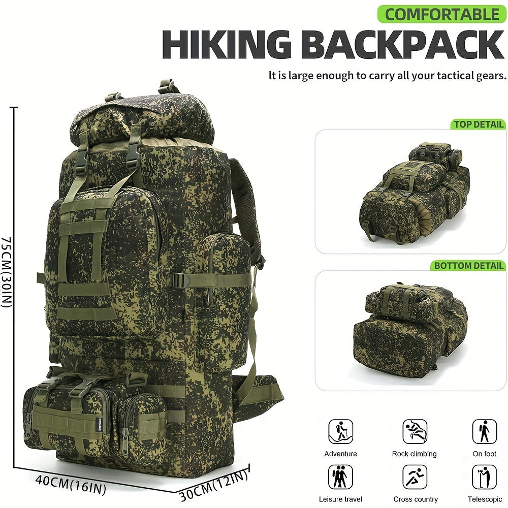 ForgeGear 80–100L Tactical Hiking Backpack with Detachable Waist Bag