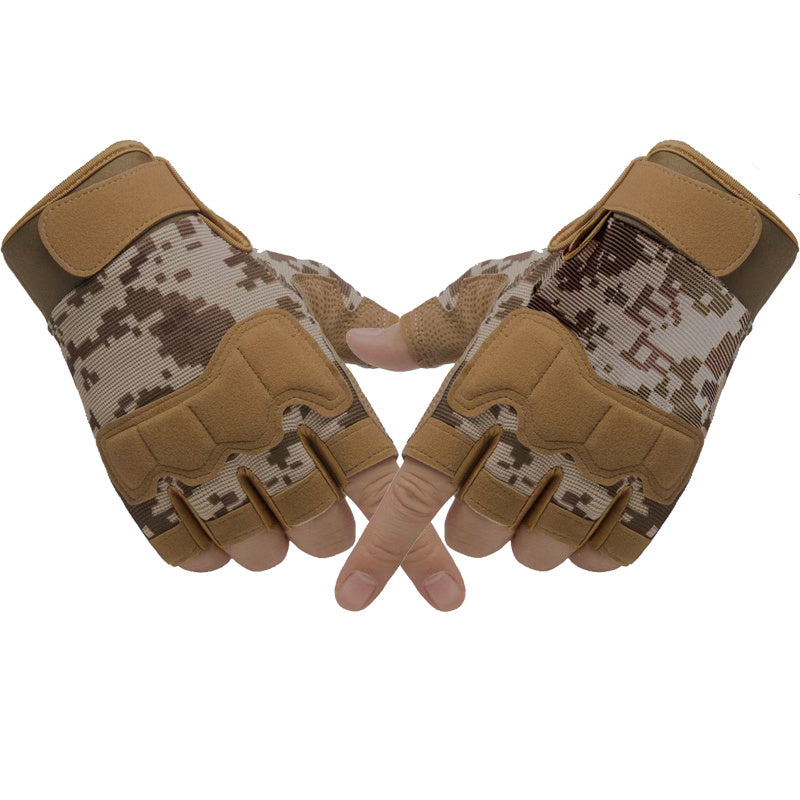 CamoGuard Elite Fingerless Tactical Glovesa