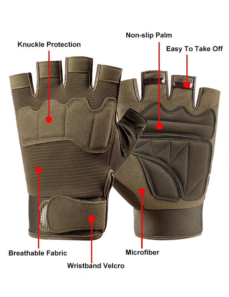 CamoGuard Elite Fingerless Tactical Glovesa