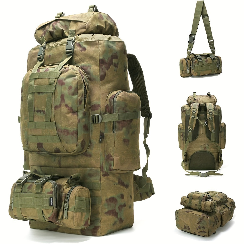 ForgeGear 80–100L Tactical Hiking Backpack with Detachable Waist Bag