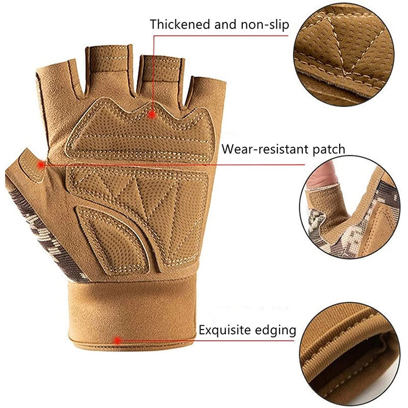 CamoGuard Elite Fingerless Tactical Glovesa