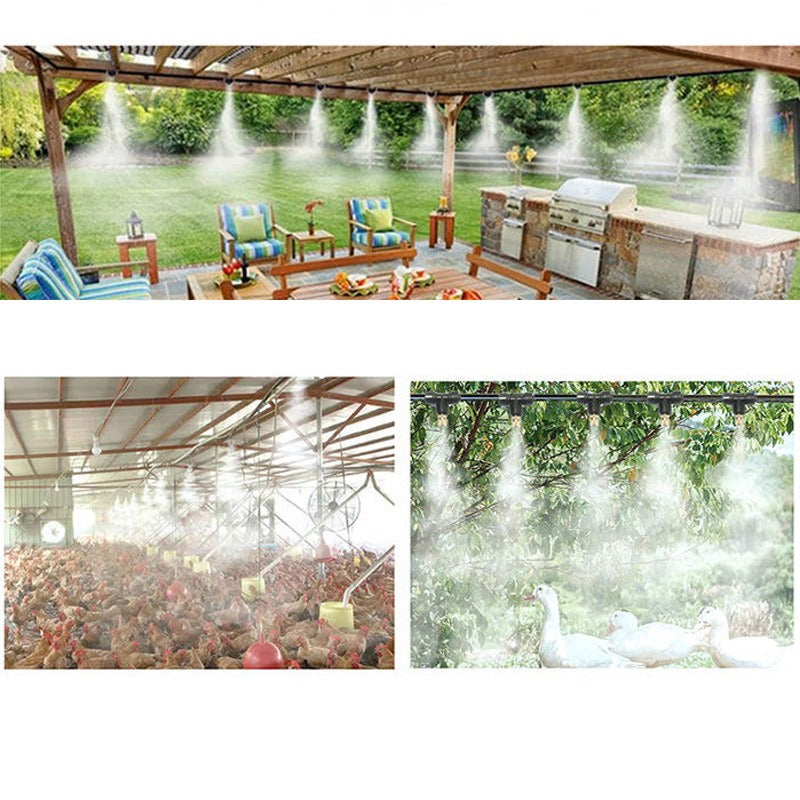 DIY Installed Misting Cooling System – Outdoor Patio Mist Kit for Garden, Greenhouse & Backyard Cooling