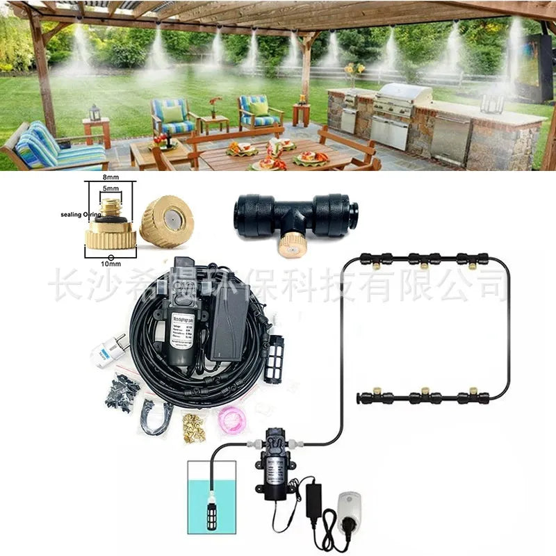 DIY Installed Misting Cooling System – Outdoor Patio Mist Kit for Garden, Greenhouse & Backyard Cooling