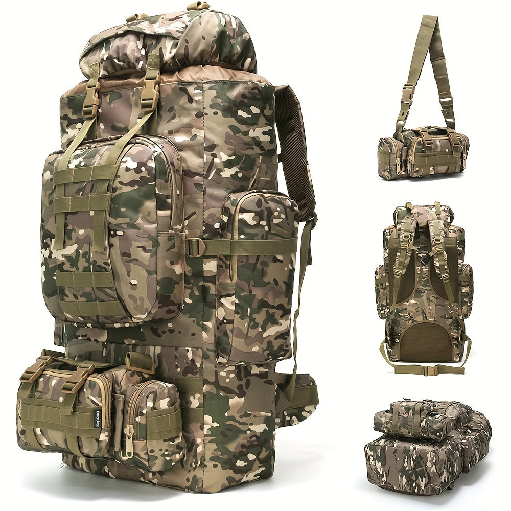 ForgeGear 80–100L Tactical Hiking Backpack with Detachable Waist Bag