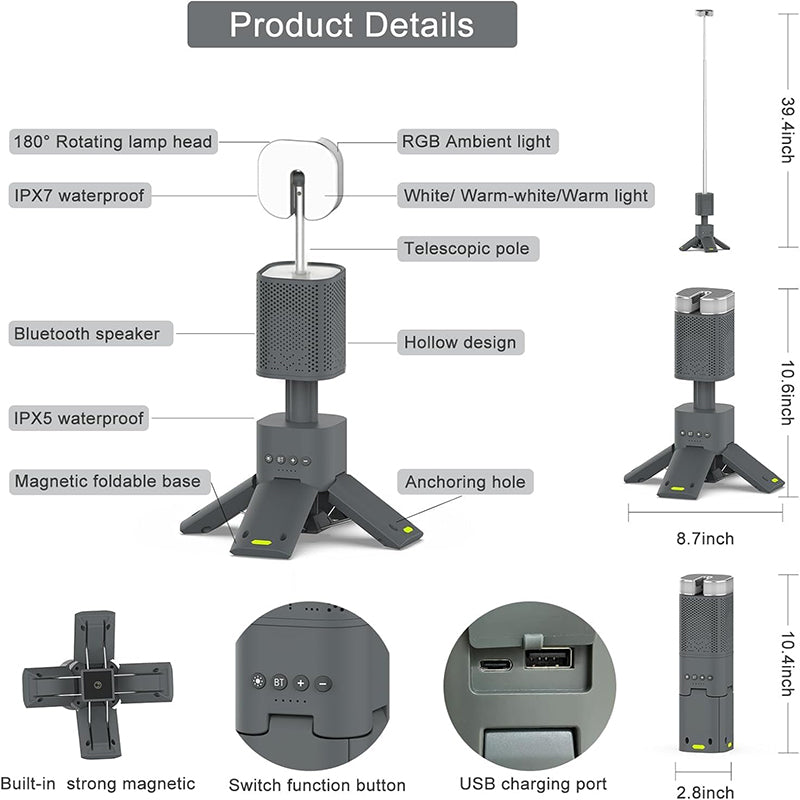 Telescopic Camping Light with Speaker